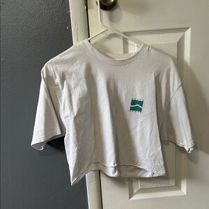 Vans White Kids Tee with Green Logo